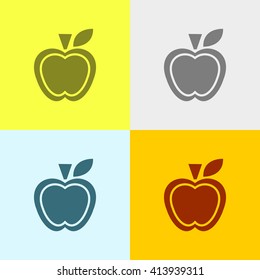Apple Icon on Four Different Backgrounds. Eps-10.