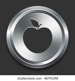 Apple Icon on Metal Internet Button Original Vector Illustration