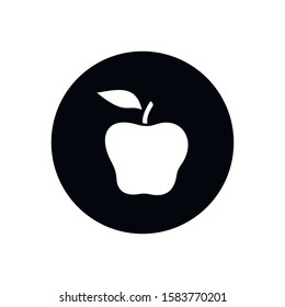 Apple Icon on Round Black Button Collection Original Illustration