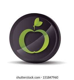 Apple Icon On Round Button - Isolated On White Background - Vector Illustration, Graphic Design Editable For Your Design.