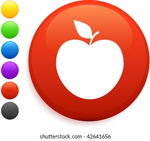 icône pomme sur bouton rond internet illustration vectorielle originale 6 versions couleur incluses