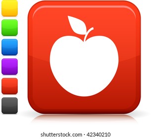 apple icon on square internet button  Six color options included.