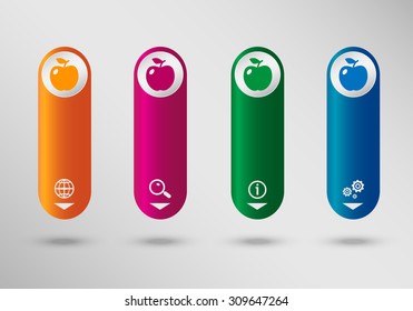 Apple Icon on vertical infographic design template, can be used for workflow layout, web design.