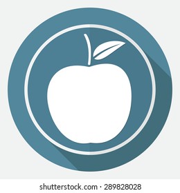 Apple Icon on white circle with a long shadow