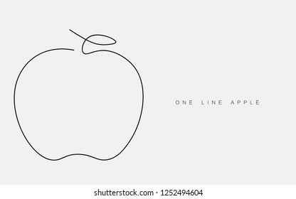 Apple icon one line drawing isolated on the white background. Vector illustration.