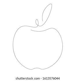 Apple icon one line drawing on white background vector illustration