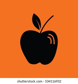 Apple icon. Orange background with black. Vector illustration.