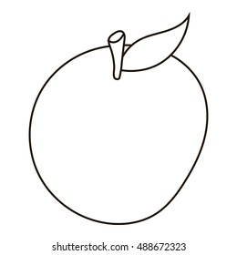 Apple icon in outline style isolated on white background. Fruits symbol vector illustration