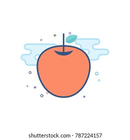 Apple icon in outlined flat color style. Vector illustration.