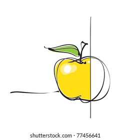 apple icon, part colored - part not (vector)
