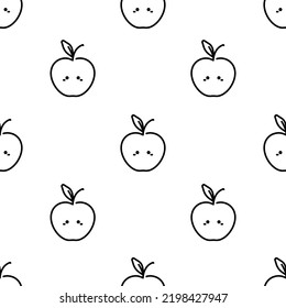 Apple Icon Pattern. Seamless Apple Pattern On White Background.