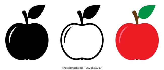 Apfelsymbol. Roter Apfel im flachen Stil, Apfelzeichen-Symbol für Website und App-Design.