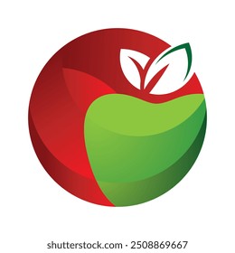 Ícone de maçã em vermelho e verde em fundo branco