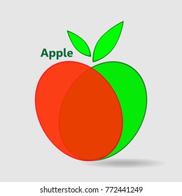Apple icon. Red apple with green leaf logo.