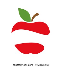 Apple icon. A red apple that has been bitten School education concept Isolated on white background