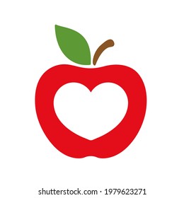 Apple icon. A red apple that has been bitten School education concept Isolated on white background