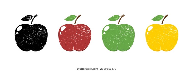 Apple icon in retro style in different colors.