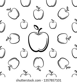 Apple Icon Seamless Pattern, Fruit / Food Icon Vector Art Illustration