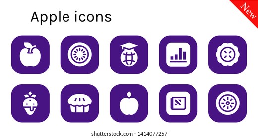 apple icon set. 10 filled apple icons.  Collection Of - Apple, Kiwi, Education, Pie, Strawberry