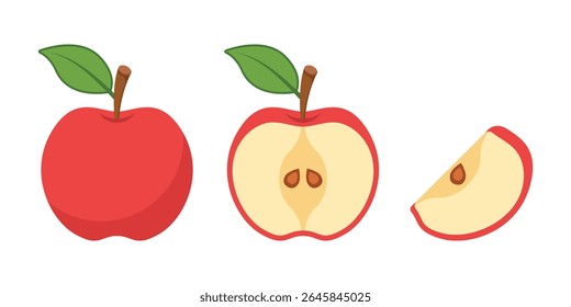 Apple icon set collection in flat style. Fresh fruit vector illustration on isolated background. Fresh apples sign business concept.