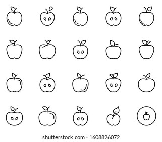 Apple icon set. Collection of high-quality black outline logo for web site design and mobile apps. Vector illustration on a white background.