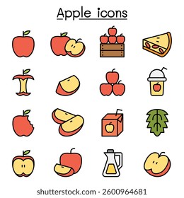 Apple icon set in color line style