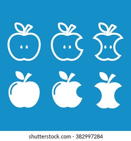 Apple icon set . Apple core , bitten and half apple . Vector illustration