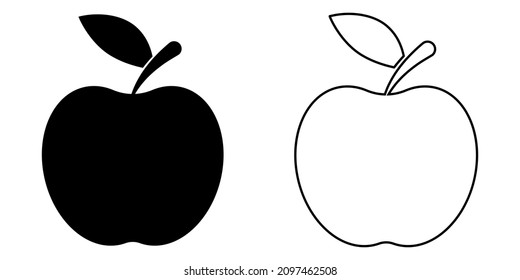 Apple icon set. Flat and line art style. Symbol for your website design, logo, app, UI. Vector illustration, EPS10