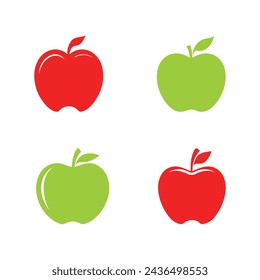 Apple icon set. Flat icon sets on white background. Vector illustration