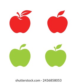Conjunto de iconos de Apple. Conjunto de iconos planos sobre fondo blanco. Ilustración de vector