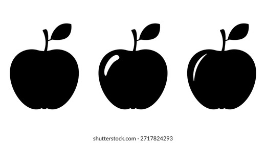 Conjunto de ícones de maçã para frutas, alimentos e nutrição saudável
