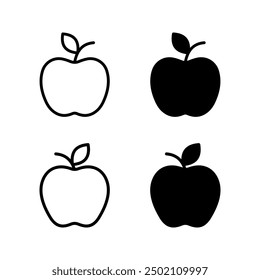 Conjunto de iconos de Apple aislado en color de fondo blanco editable