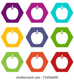 Apple icon set many color hexahedron isolated on white vector illustration