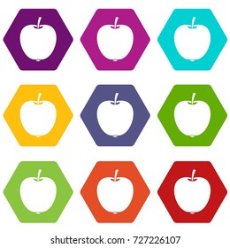 Apple icon set many color hexahedron isolated on white vector illustration