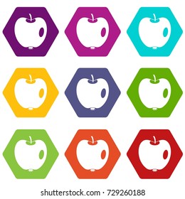 Apple icon set many color hexahedron isolated on white vector illustration