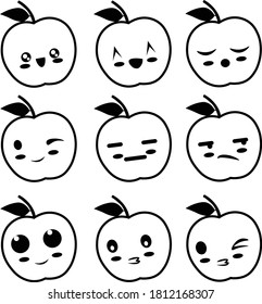 Apple icon set Apple outline style design