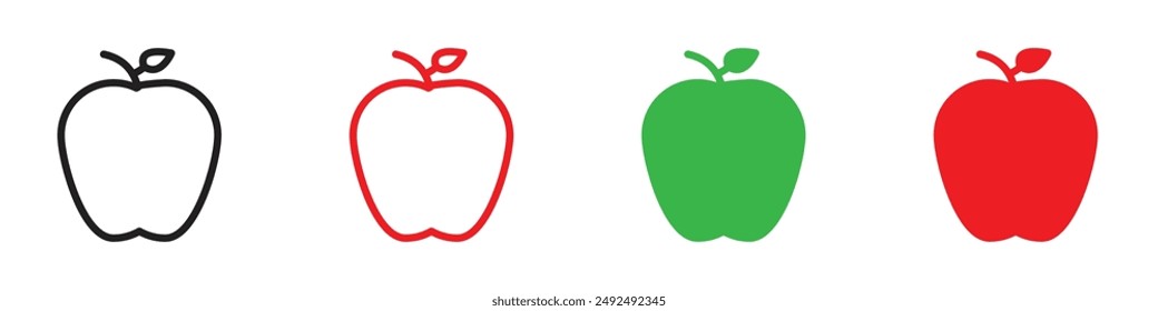 Conjunto de iconos de Apple contorneado con contorno de línea de Vector.