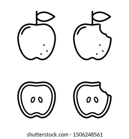 Apple icon set. Simple design. Line vector. Isolate on white background.