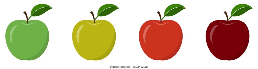Apple icon. Set of simple multi-colored apples icons. Isolated apple symbol. Vector illustration