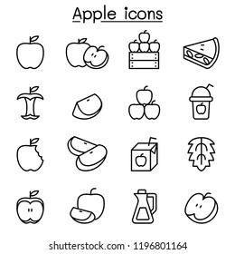 Apple icon set in thin line style