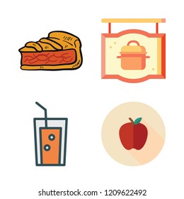 apple icon set. vector set about juice, pie, healthy food and food icons set.