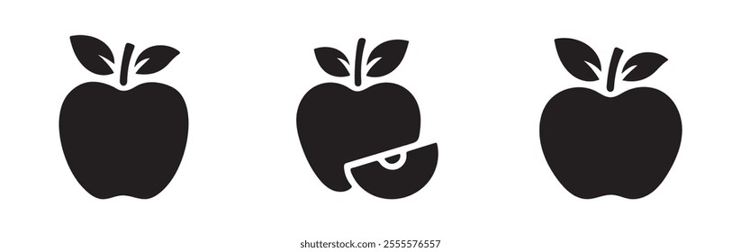 Apple icon set. Apple vector icon. Apple flat icon isolated