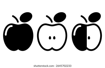 Conjunto de iconos de Apple. Ilustración vectorial.