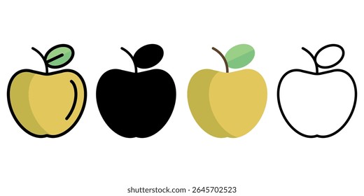 Conjunto de ícones da Apple. Ilustração vetorial.