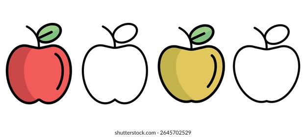 Conjunto de iconos de Apple. Ilustración vectorial.