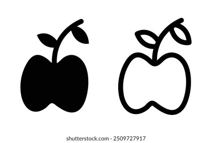 Apple icon set, vector outline and silhouette Apple line icon nutrition vector flat fruit. nature organic fresh healthy fruit vector.