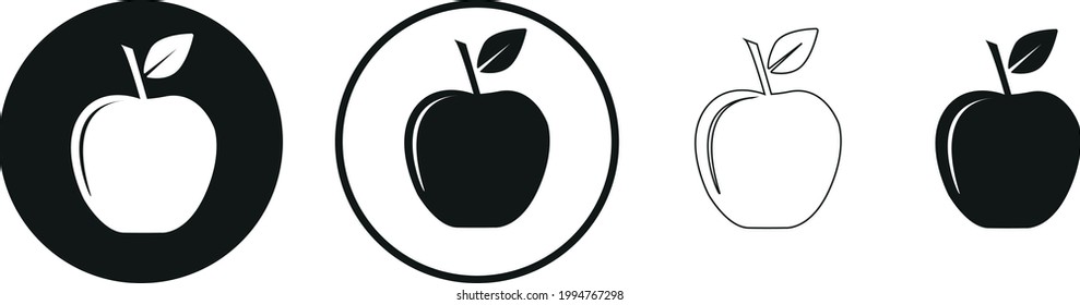 Conjunto de iconos de Apple. Icono vectorial de Apple. símbolos de manzana para tu diseño web