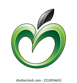Apple Icon in Shades of Green and Black isolated on a White Background