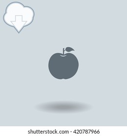Apple icon with shadow. Cloud of download with arrow.