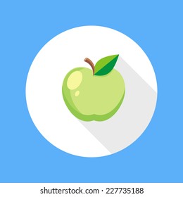 Apple icon with shadow in flat design